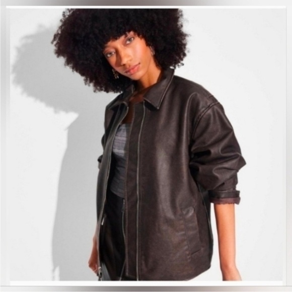 Wild Fable Dark Brown Leather Jacket - Picture 1 of 4